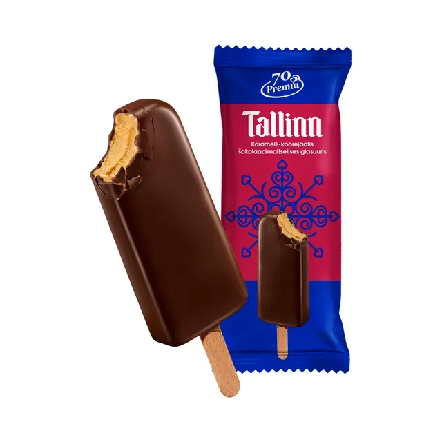 Tallinn Karamelli- koorejäätis šokolaadiglasuuris, PREMIA, 60g