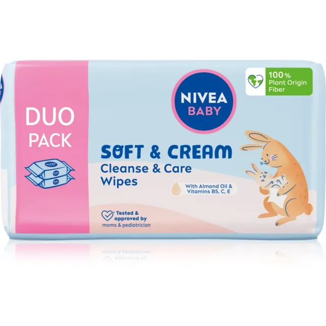 NIVEA BABY Soft & Cream Õrnad niisked salvrätikud beebile 2x57 tk