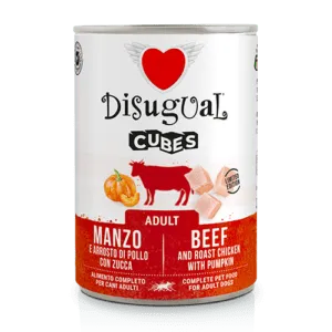 Disugual Cubes veise, kana ja kõrvitsaga koerakonserv 150g