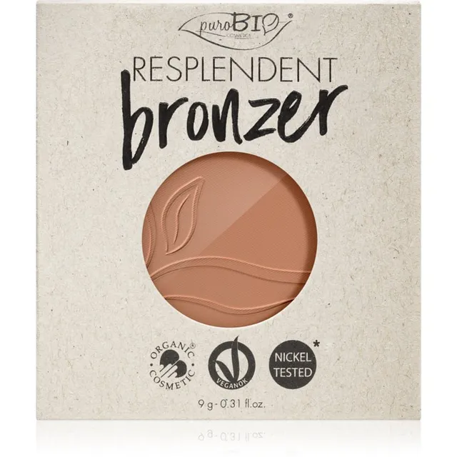 puroBIO Cosmetics Resplendent Päikesepuuder täitepakend varjund 05 Warm Brown 9 g