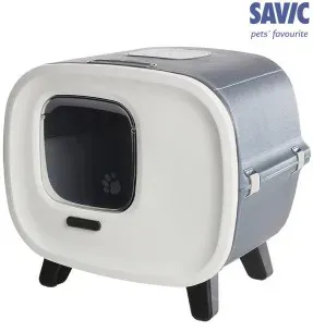 Dekoratiivne liivakast kassile, nahaimitatsiooniga, hall/valge, jalgadel kassitualett Mira De Luxe Toilet Home (Savic)