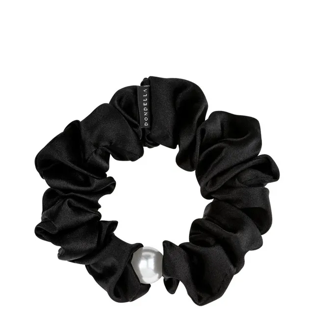 DONDELLA Luxury Silk Black Scrunchie Hair Ring 10cm