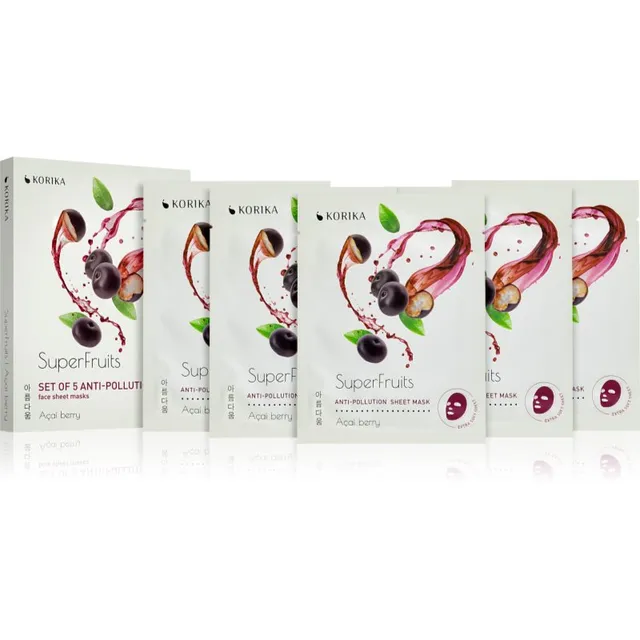 KORIKA SuperFruits Acai Berry - Set of 5 Anti-pollution Face Sheet Masks näomask soodushinnaga Acai berry