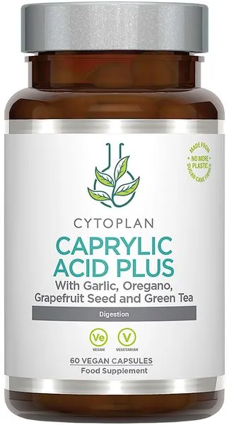 Caprylic Acid Plus’’ küüslaugu, pune, greibiseemnete ja rohelise teega. Toidulisand.