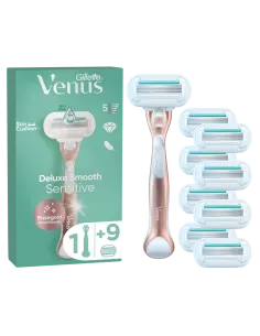 Gillette Venus Deluxe Smooth Sensitive Rosegold raseerija + 9 vahetustera