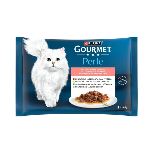Täissööt. Kassieine veis/kana/küülik/lõhe 4-pakk, GOURMET PERLE, 340g