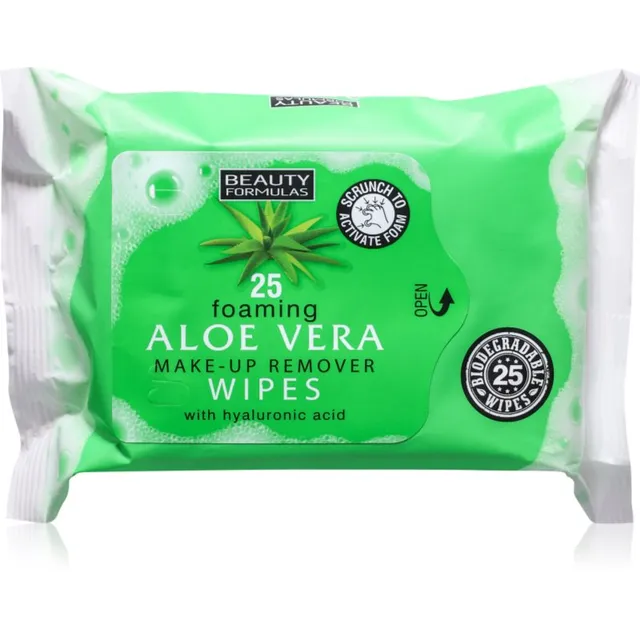 Beauty Formulas Aloe Vera Niisked puhastusrätikud hüaluroonhappega 25 tk