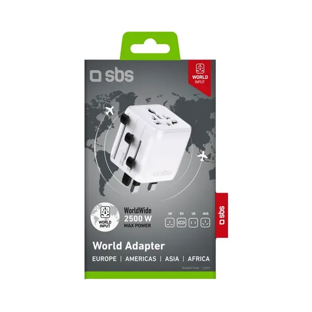 Reisiadapter 2500W EU/UK/US/AUS, SBS, 1 tk