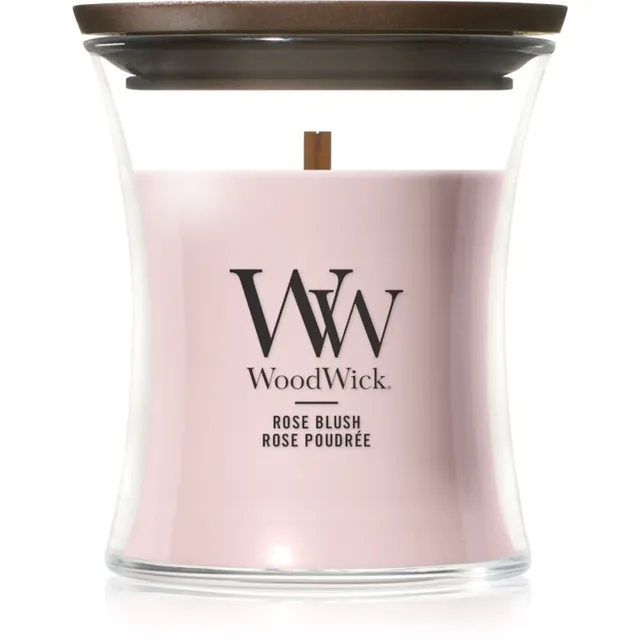 Woodwick Rose Blush lõhnaküünal puidust taht 85 g
