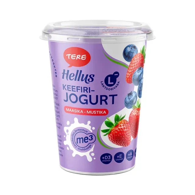 Keefirijogurt maasika-mustika, HELLUS, 380 g
