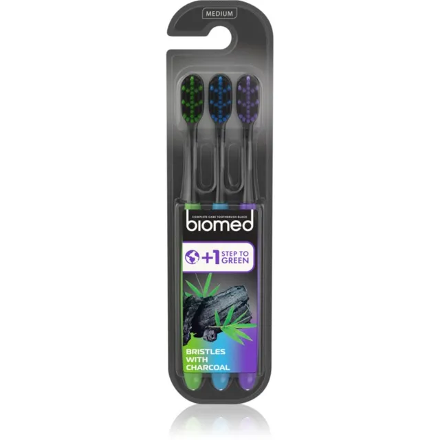 Biomed Black Charcoal hambaharjad medium 3 tk