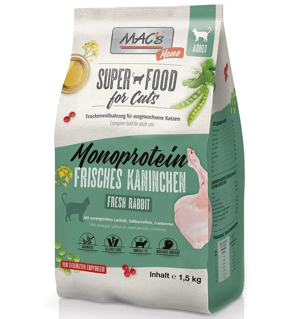 MAC's Mono JÄNESELIHAGA teraviljavaba monovalguline kuivtoit kassidele (Superfood Cat Monoprotein Dry Food)