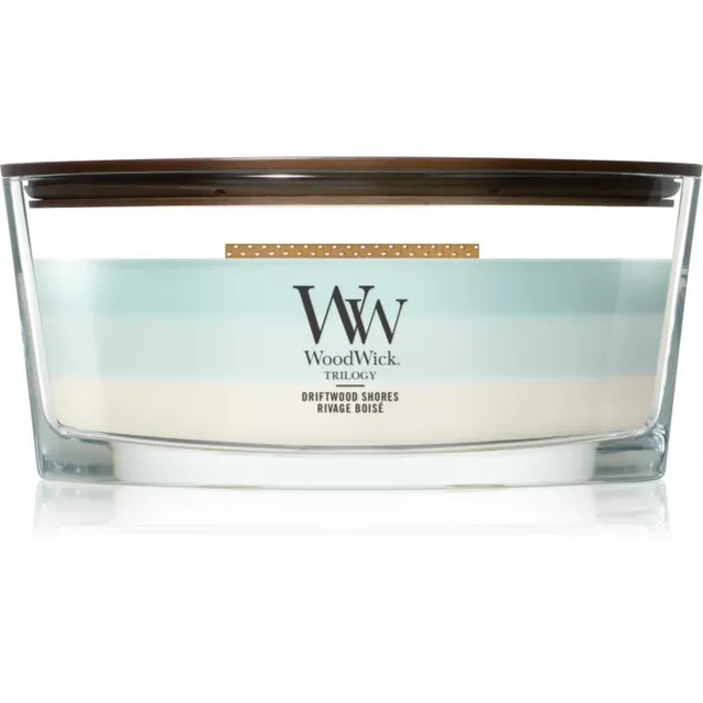 Woodwick Trilogy Driftwood Shores lõhnaküünal puidust taht 453.6 g
