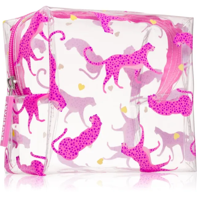 BrushArt Accessories Transparent cosmetic bag Läbipaistev meigikott Cheetah in love 15 x 14 x 9 cm 1 tk