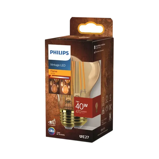 LED lamp 40W 470lm A60 E27 Amber, PHILIPS, 1 tk
