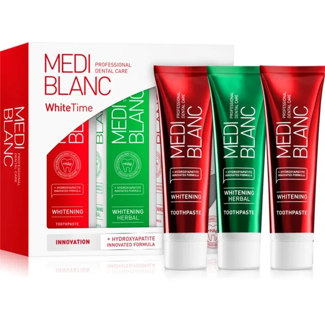 MEDIBLANC Dental Care White Time Set Hambahoolduskomplekt pärlvalgete hammaste saavutamiseks 3x100 ml