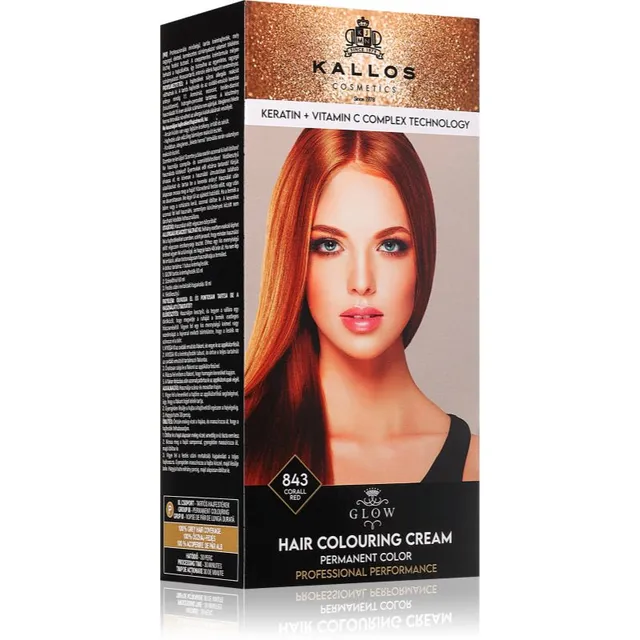 Kallos Glow Lasting Cream Colour Püsijuuksevärv varjund Corall Red 60 ml