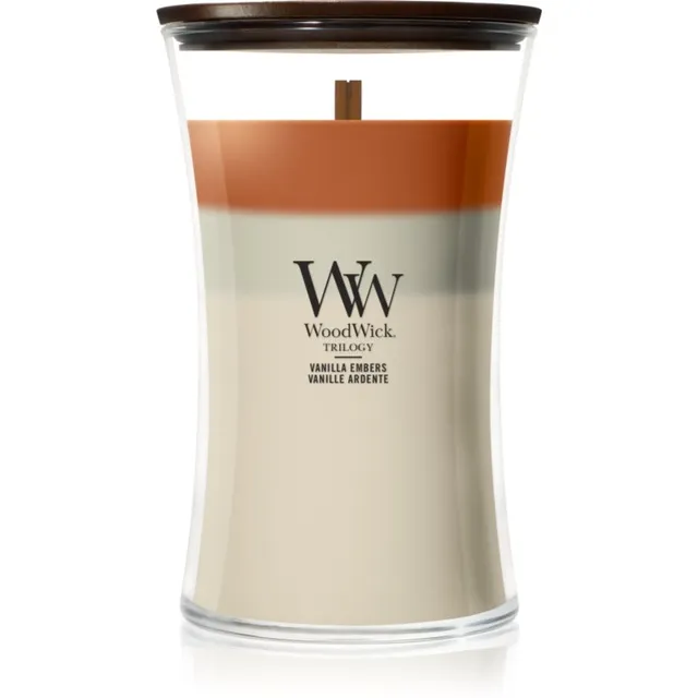 Woodwick Trilogy Vanilla Embers lõhnaküünal puidust taht 610 g