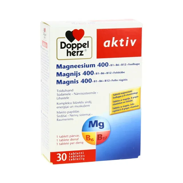 Magneesiumitabletid Mg400 N30, DOPPELHERZ AKTIV, 38,3 g