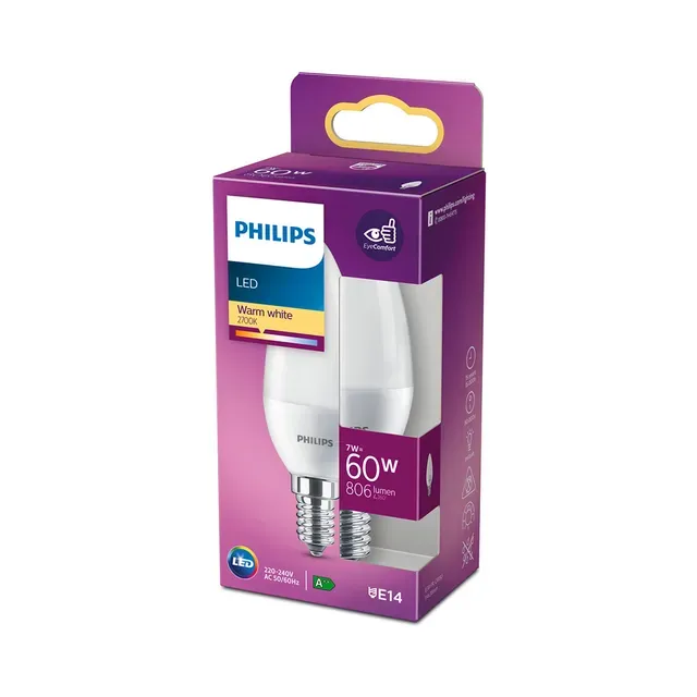 LED lamp B38 küünal 7W E14 806lm, PHILIPS, 1 tk