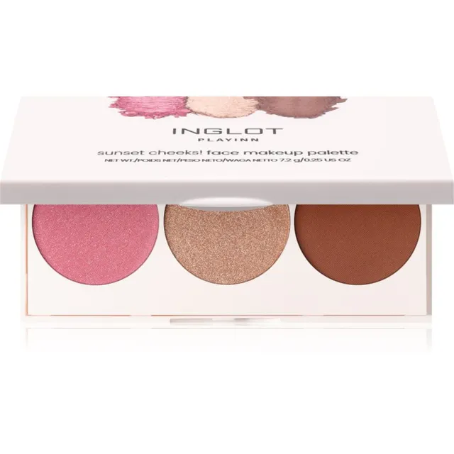 Inglot Face Palette Valgustpeegeldav kreem, päikesepuuder ja põsepuna varjund GLOWOW 7.2 g