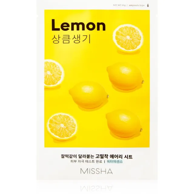 Missha Airy Fit Lemon Kirgastav ja elustav lehtmask 19 g