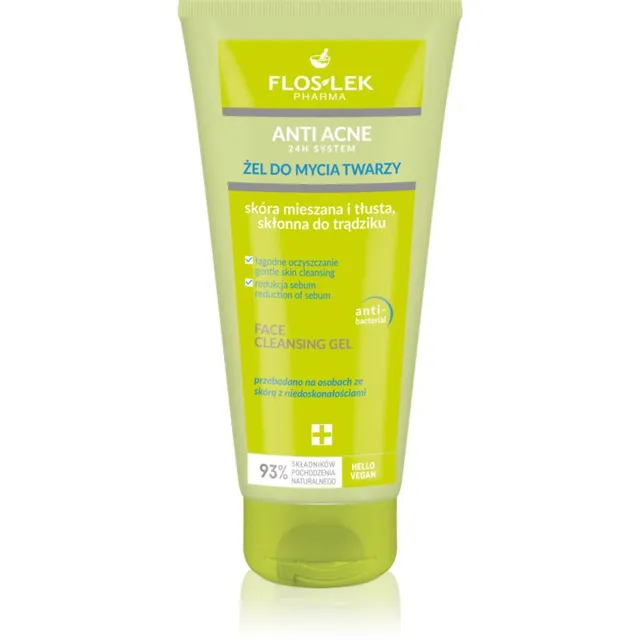 FlosLek Pharma Anti Acne Puhastav geel rasusele akne kalduvustega nahale 200 ml