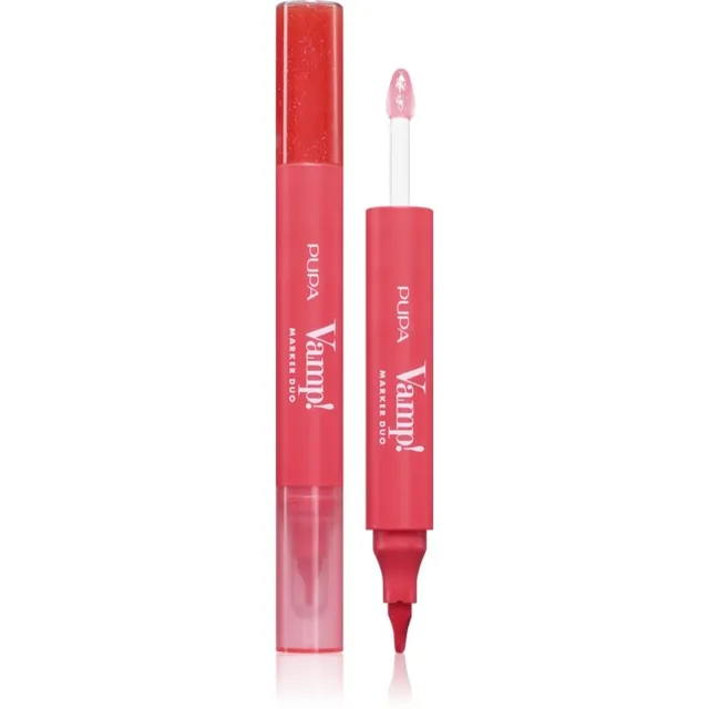 PUPA Milano Vamp! Lip Marker Duo Huulekorrektor sära andev varjund 004 Spicy Raspberry 1.4 ml