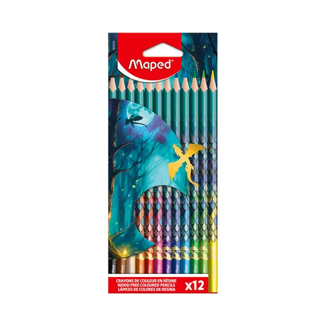 Värvipliiats puiduvaba Dragon, MAPED, 12 tk