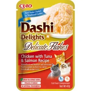 Inaba Dashi Delights Delicate Flakes kana, tuunikala ja lõhega konserv kassile 40g