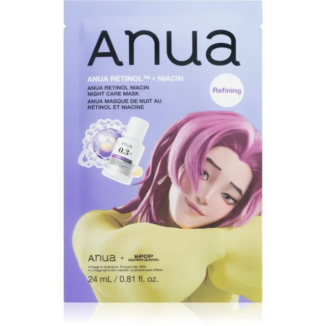 Anua K-Pop Demon Hunters Retinol Niacin Night Care Mask Nahka taastav öömask kortsudele 24 ml