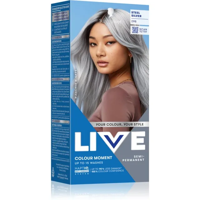 Schwarzkopf LIVE Ultra Brights or Pastel poolpüsivärv (semi-permanent) varjund 98 Steel Silver 1 tk