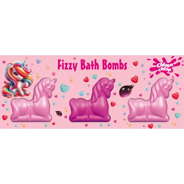 Chlapu Chlap Unicorn Kihisevad vannipommid lastele 3x70 g