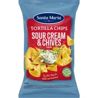 Tortillakrõpsud hapukoore ja murulauguga, SANTA MARIA, 185 g