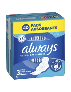 Always Ultra Day & Night hügieenisidemed tiibadega suurus 3 (40 tk)
