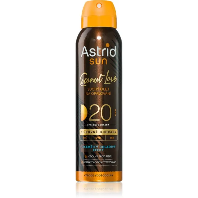 Astrid Sun Coconut Love Kuiv päikesekaitseõli SPF 20 keskmine päikesekaitse 150 ml