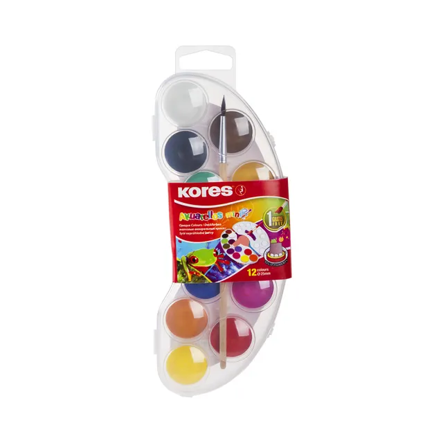 Akvarellvärvid Mini + pintsel, KORES, 12 tk