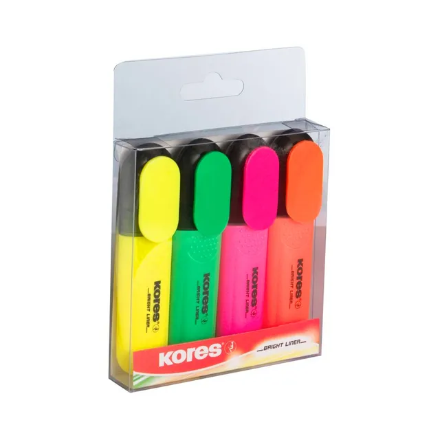 Tekstimarker Bright Liner Plus, KORES, 4 tk