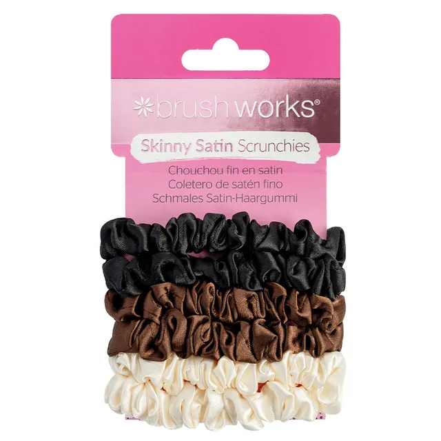 BRUSHWORKS Skinny Satin Scrunchies 6pcs