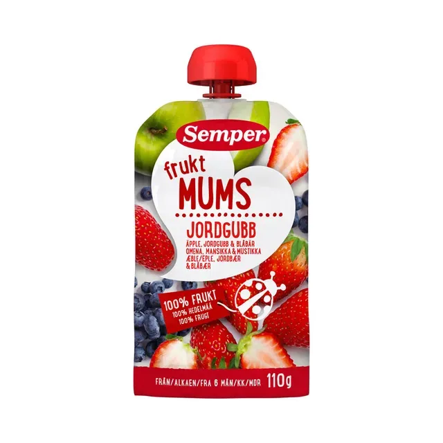 Fruktmums Puuviljapüree maasika 6+, SEMPER, 110 g