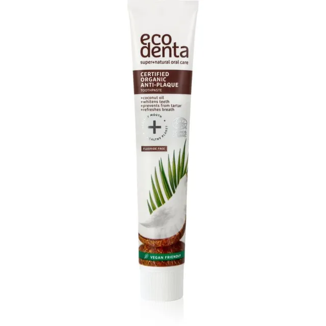 Ecodenta Certified Organic Anti-plaque Katuvastane ja igemetervist toetav hambapasta kookosõliga 75 ml
