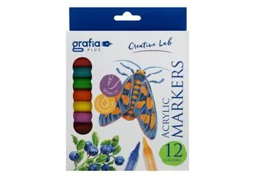 Akrüülmarkerid GRAFIA PLUS,12tk