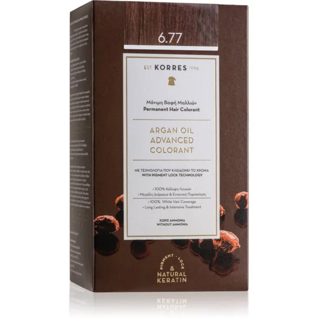 Korres Argan Oil Püsijuuksevärv argaaniaõliga varjund 6.77 Gianduja 50 ml