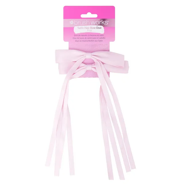 BRUSHWORKS Satin Hair Bow Duo Pink