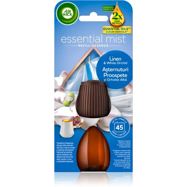 Air Wick Essential Oils Linen & White Orchid täide aroomihajutitele 20 ml