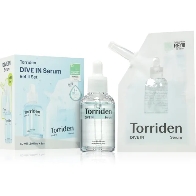 Torriden Dive In Serum Refill Set Intensiivselt niisutav seerum sära andva efektiga + üks täide 2x50 ml