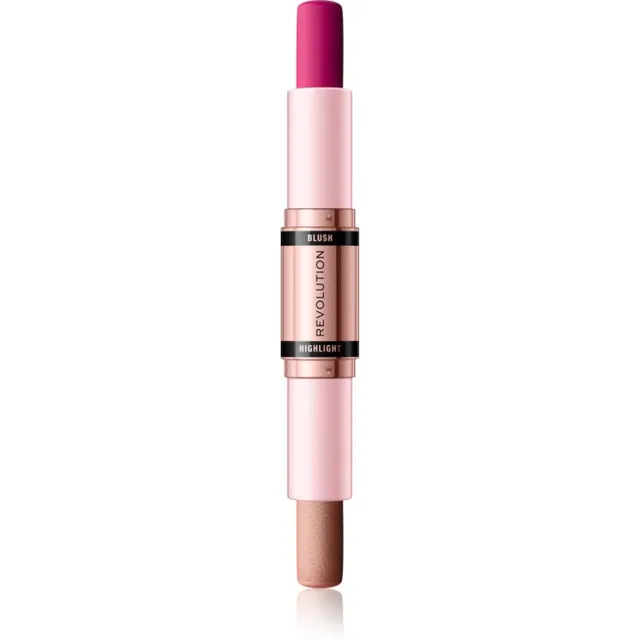 Revolution Blush & Highlight Kreemjas põsepuna ja esiletõstja pulgakujuline varjund Sparkling Wine Shine 2x4.3 g