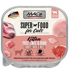 MAC's konserv kassipojale (99% liha) KALKUN, PART, VEIS teraviljavaba, kausike (Superfood Kitten Turkey, Duck & Beef)