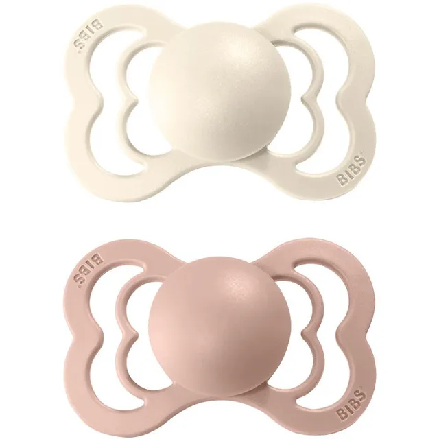 BIBS Supreme Silicone Size 1: 0+ months lutt Ivory / Blush 2 tk