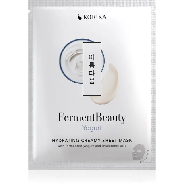 KORIKA FermentBeauty Hydrating Face Sheet Mask with Fermented Yogurt and Hyaluronic Acid Niisutav kreemjas näo lehtmask fermenteeritud riisi ja hüalur
